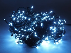 LED vánoční řetěz, 300xLED, 27m, bílé světlo, zelený kabel, 230V